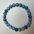 Sky Blue Larimar beaded bracelet 8mm beads overhead view