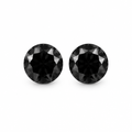Pair of two matching loose round black diamonds, 3mm each, on a clean white background