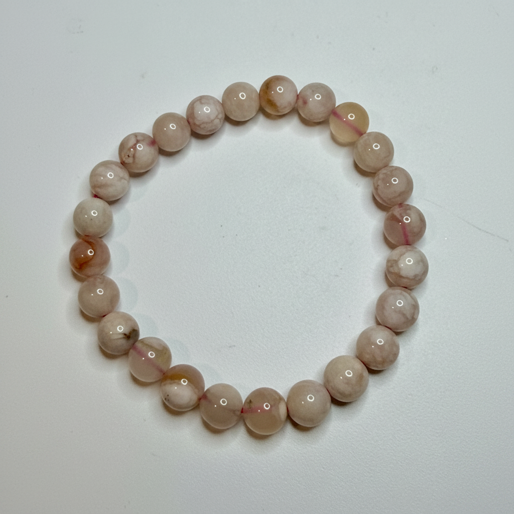 Flower Agate beaded bracelet 8mm beads second angle
