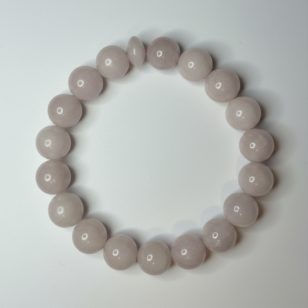 Pink Calcite beaded bracelet 12mm large beads soft mauve pink UV reactive