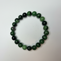 Ruby in Zoisite beaded bracelet 8mm beads deep green with black and ruby inclusions