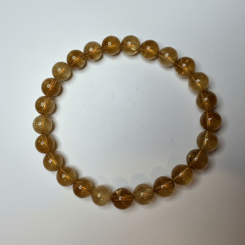 Citrine beaded bracelet 8mm beads warm golden amber colour
