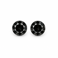 Pair of round black diamonds on a pure white background