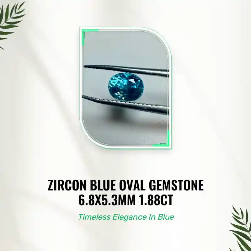 Zircon Blue Oval Gemstone 6.8x5.3mm 1.88ct by@Outfy