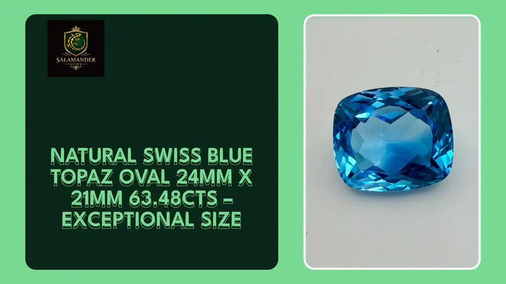 Natural Swiss Blue Topaz Oval 24mm x 21mm 63.48cts &ndash; Exceptional Size by@Outfy