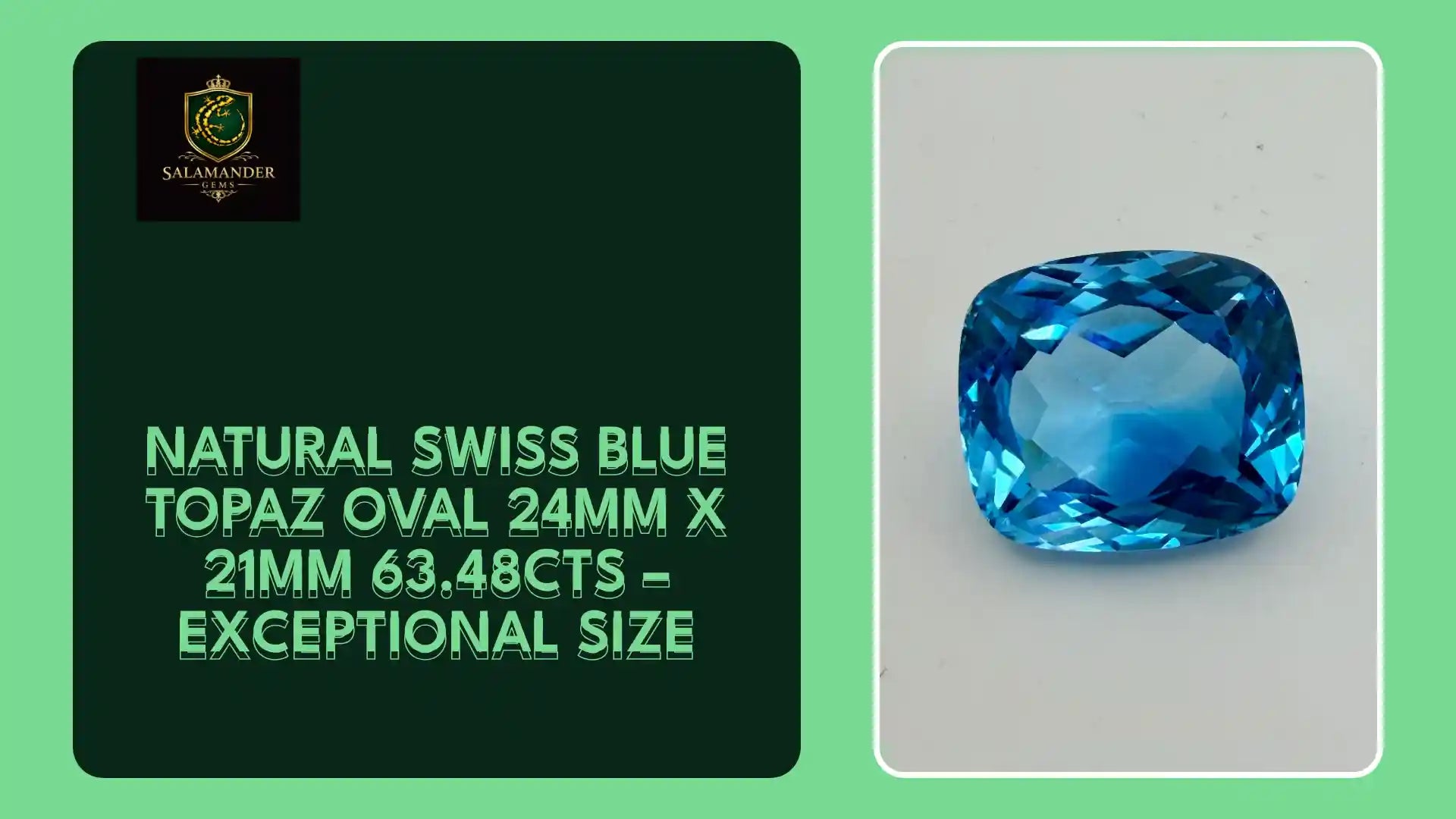 Natural Swiss Blue Topaz Oval 24mm x 21mm 63.48cts &ndash; Exceptional Size by@Outfy
