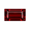 Pyrope garnet baguette with square corners on white background
