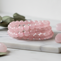 Rose Quartz beaded bracelet  8.5mm beaded in soft pinks
